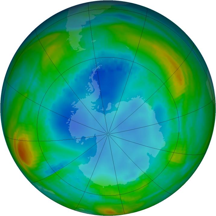 Antarctic ozone map for 30 July 1987